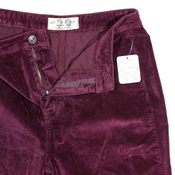 We The Free People Velvet Flare Pants Wine - Picture 3 of 7